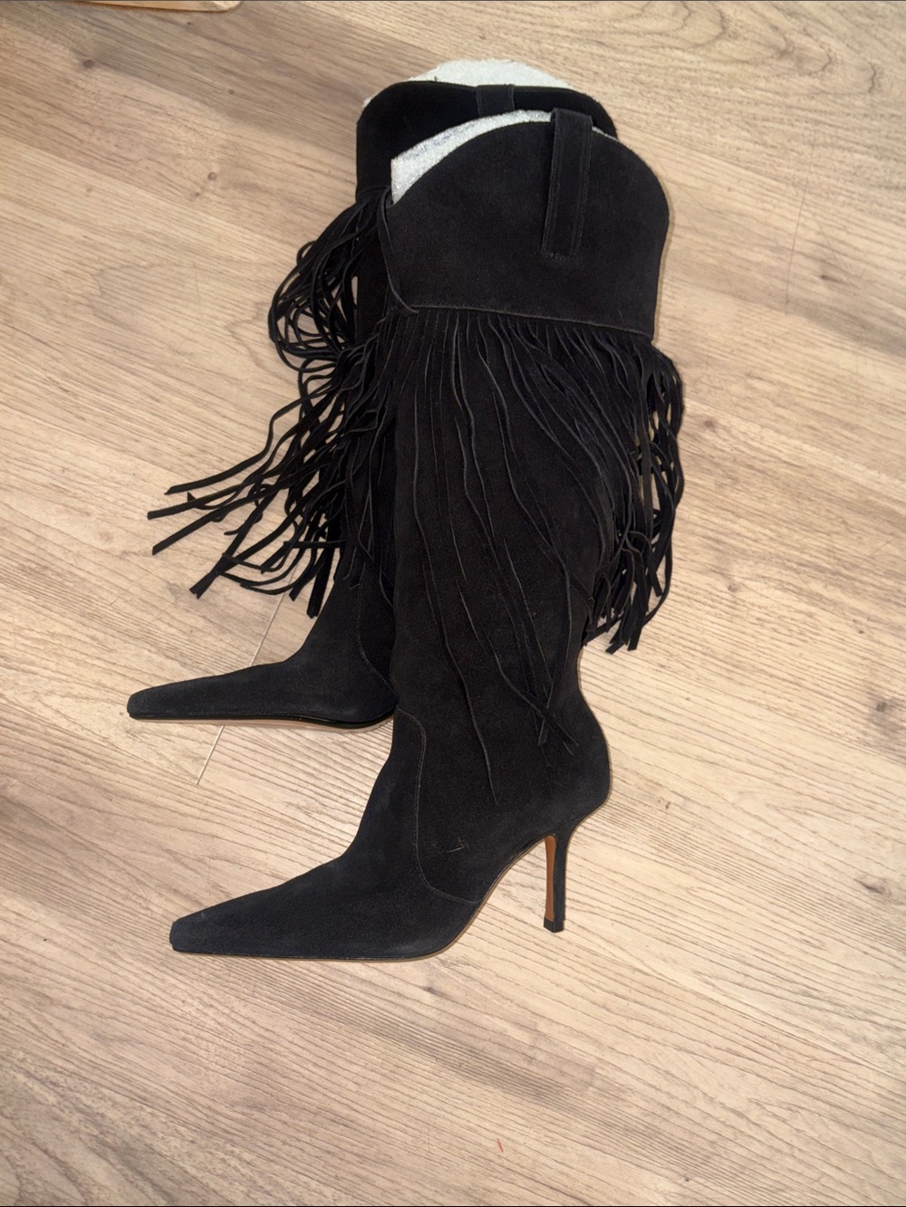 SCHUTZ Black Suede fringe Women’s Heel with Leather Sole size 5
